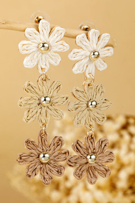 Crochet Flowers Stud Dangle Earrings