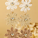  Crochet Flowers Stud Dangle Earrings