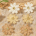 Parchment Crochet Flowers Stud Dangle Earrings