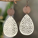 Beige Cut-Out Water Drop Hook Earrings