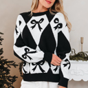  Daetta Rhombus Knit Loose Sweater