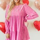  Dahlia Flounce Sleeve Tiered Ruffled Velvet Mini Dress