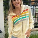  Daisy Striped Patchwork Zipper Hoodie