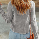  Daisy Textured Round Neck Long Sleeve Top