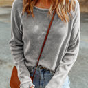  Daisy Textured Round Neck Long Sleeve Top