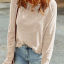 Apricot Small Daisy Textured Round Neck Long Sleeve Top