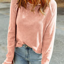 Apricot Pink XXL Daisy Textured Round Neck Long Sleeve Top