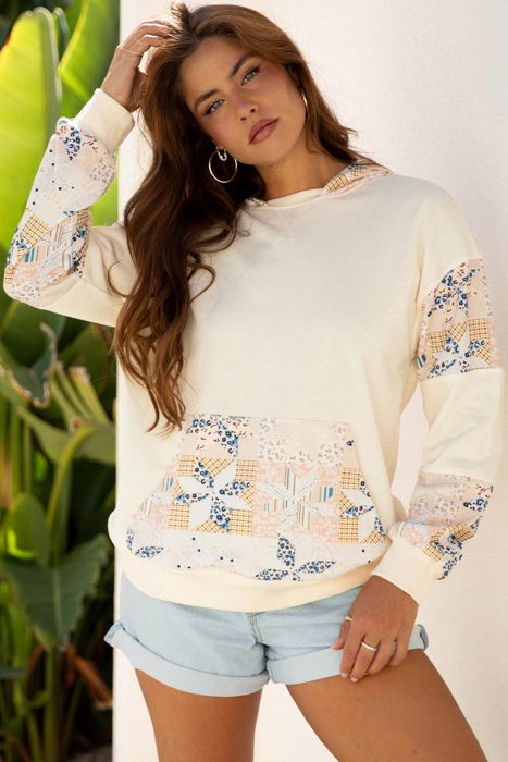 Dakota Geo Pattern Patchwork Hoodie