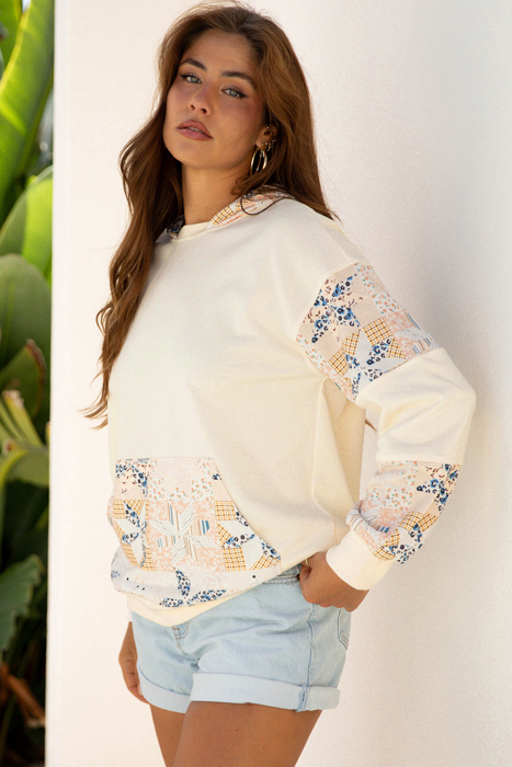 Dakota Geo Pattern Patchwork Hoodie