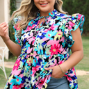  Dani Sleeve Tied Notched PLUS Blouse