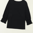 Black Large Dani Smocked 3/4 Sleeve Casual Loose Top