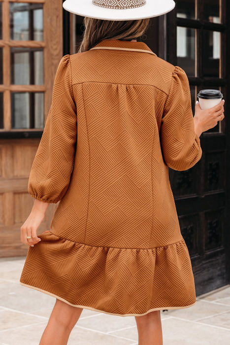 Danielle Zip Collar Textured Mini Dress