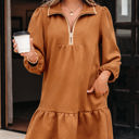  Danielle Zip Collar Textured Mini Dress