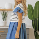  Danna Stripe Ruffle Denim Dress