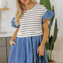  Danna Stripe Ruffle Denim Dress