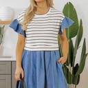  Danna Stripe Ruffle Denim Dress