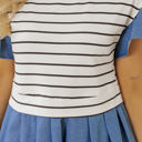  Danna Stripe Ruffle Denim Dress