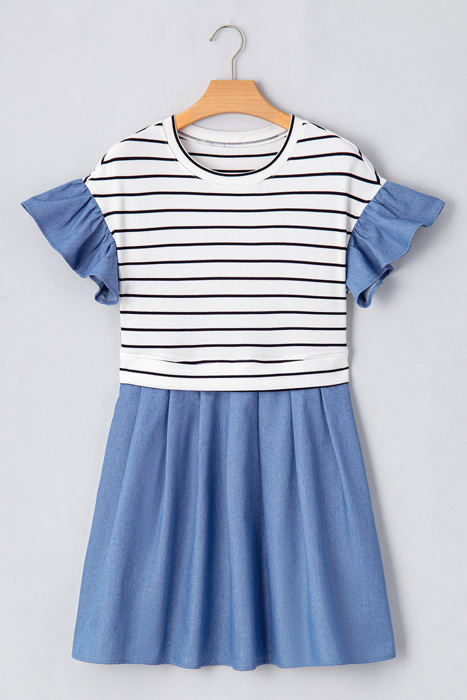 Danna Stripe Ruffle Denim Dress