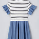  Danna Stripe Ruffle Denim Dress