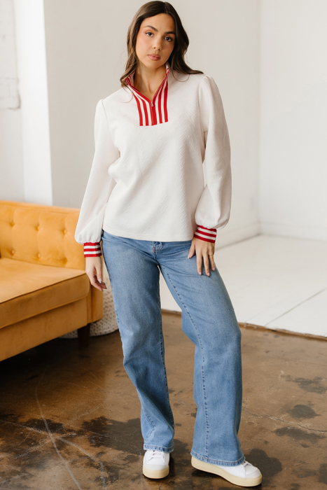 Danna Zipped Collar Pullover Top