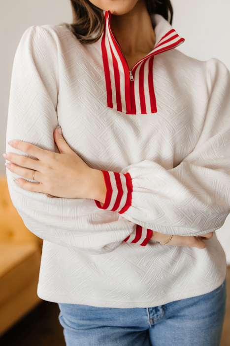 Danna Zipped Collar Pullover Top