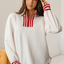 White Large Danna Zipped Collar Pullover Top