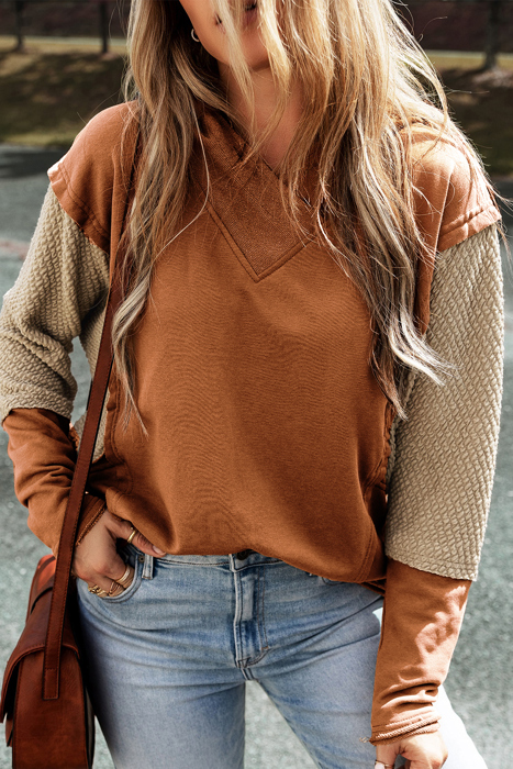 Daphne Sleeves Patchwork Colorblock Hoodie