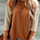 Chestnut XL Daphne Sleeves Patchwork Colorblock Hoodie