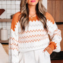  Daphne Zigzag Knitted Pullover Sweater