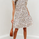  Darcy Leopard Ruffled Keyhole Back Mini Dress