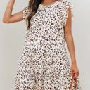 Khaki XL Darcy Leopard Ruffled Keyhole Back Mini Dress