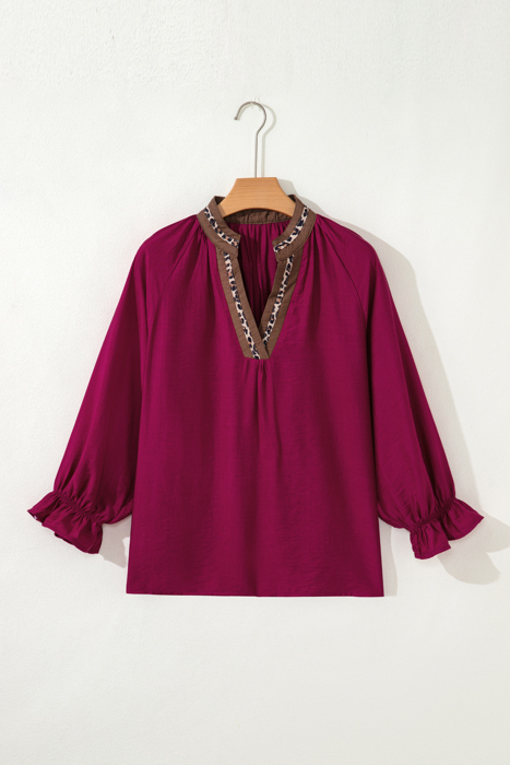 Deborah Flounced Bracelet Sleeve Blouse