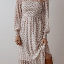  Delaney Ruffled Hem Square Neck Midi Dress