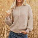  Delaney Texture Knitted Puff Sleeve Sweater