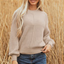  Delaney Texture Knitted Puff Sleeve Sweater