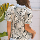  Delilah Zebra Stripe V-Neck Short Sleeve Blouse