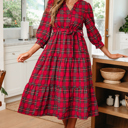 Red Small Della Ruffle Hem Long Dress