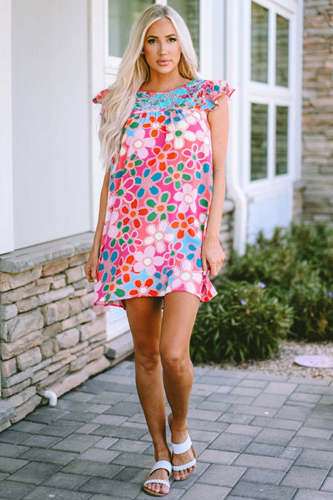 Della Ruffle Short Sleeve Floral Babydoll Dress