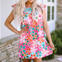 Multicolored Large Della Ruffle Short Sleeve Floral Babydoll Dress