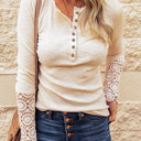 Beige Small Denver Lace Hem Sleeve Top