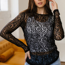  Denver Pattern Sheer Mesh Long Sleeve Top