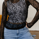  Denver Pattern Sheer Mesh Long Sleeve Top