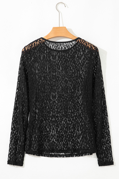 Denver Pattern Sheer Mesh Long Sleeve Top