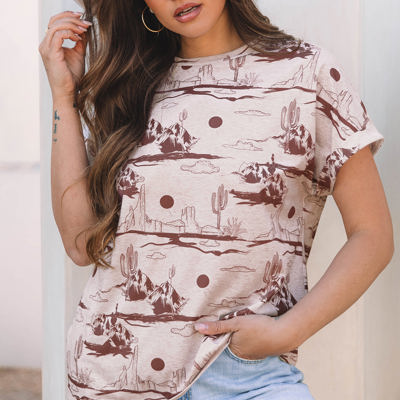 Desert Sand Short Sleeve Knit Top