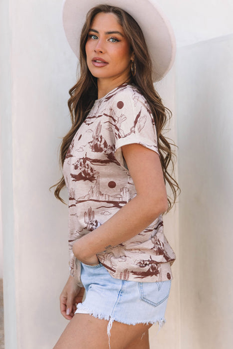 Desert Sand Short Sleeve Knit Top
