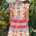  Dior Floral Mixed Pattern Buttoned Dress