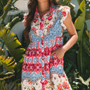 Rose XL Dior Floral Mixed Pattern Buttoned Dress