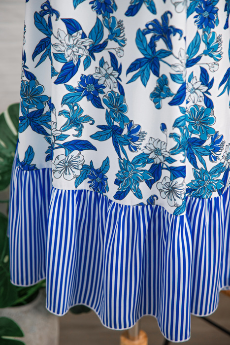 Dior Ruffle Hem Patchwork Dress