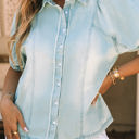 Blue XXL Dorothy Distressed Bubble Sleeve Denim Shirt