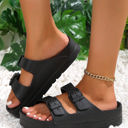 Black Size 8.5 Double-buckle EVA Slippers